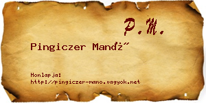 Pingiczer Manó névjegykártya